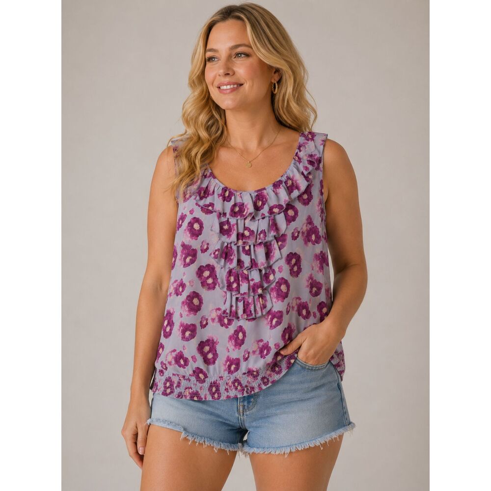 Ann Taylor Loft Sleeveless Purple Floral Top